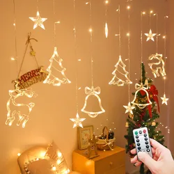 Christmas Tree Deer Bells String Lights Decoration Garland String Fairy Lights 3.5M Outdoor for Home Wedding Party New Year 2022