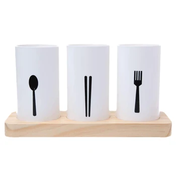 

1 Set Oak Base Chopsticks Barrel Tableware Draining Rack Kitchen Tools