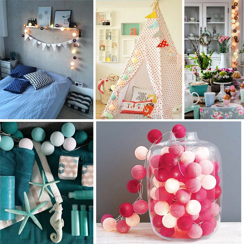 Romantic Fairy String Light Cotton Ball Outdoor 20LED Durable Yard Fairy Light Super Bright Fairy String Wedding Landscape Lamp
