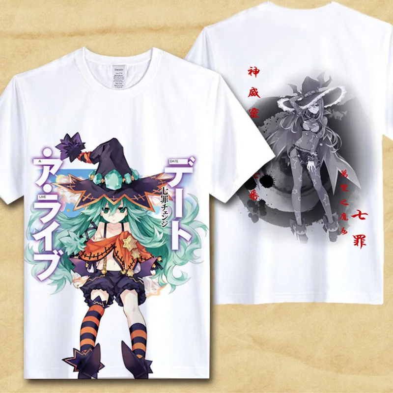 Футболка с надписью «DATE A LIVE», кошмар, токисаки Куруми, Yatogami tohka Togashi Misuzu Yoshino, Милая футболка с аниме «beauty Kawaii»