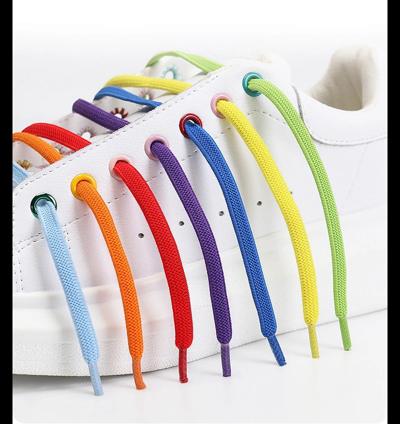 1 Pair Buckle Lock No Tie Shoelaces Elastic Reticulated Woven Flat Shoe Laces Quick Wear In 1 Second Sneakers Lazy Shoelace