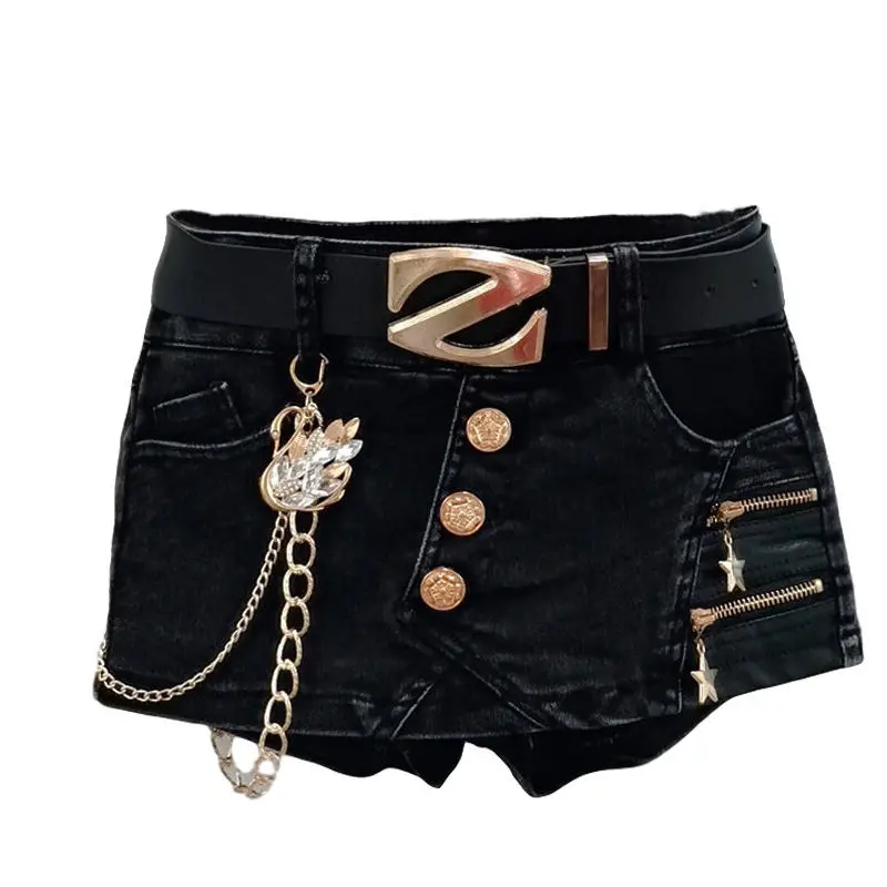2025 sommer Neue Trend Punk Stil Elastische Dünne Sexy Damen Tasche Hüfte Denim Rock Weibliche Jeans Mini Rock Passenden Gürtel mujer – Detail 17