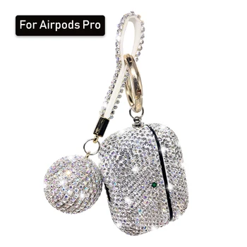 

Bling Girls Protector For Airpods 2 pro 3 Cases Luxury Diamond Cover With Hanging Ball Keychain For Apple Air pods Charging Box
