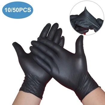 

10/50 Pcs Disposable Latex Gloves Protective Home Food For Safety Black Universal Cleaning Work Finger Gloves Latex
