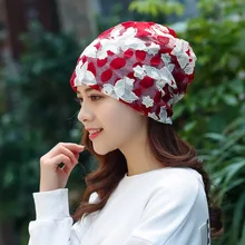 Кружевная вышивка, корейский стиль, ворсовая шапка, Женская Весенняя и летняя шапка, шапочка для химиотерапии, популярные шапки для взрослых