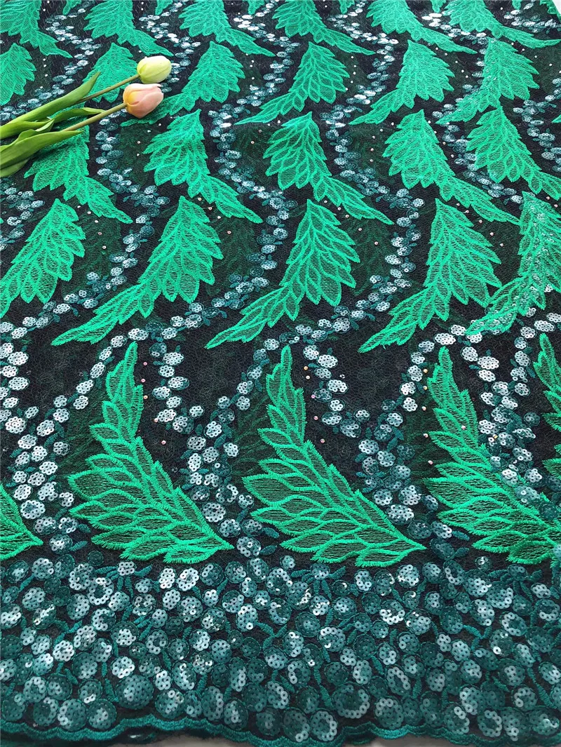 Новейшее в нигерийском стиле Сетчатое полотно с блестками зеленая кружевная ткань новейшая французская Тюлевая кружевная ткань для вечернего платья оптом
