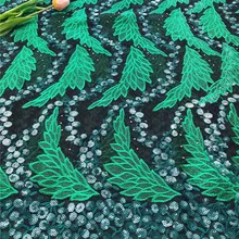 Новейшее в нигерийском стиле Сетчатое полотно с блестками зеленая кружевная ткань новейшая французская Тюлевая кружевная ткань для вечернего платья оптом