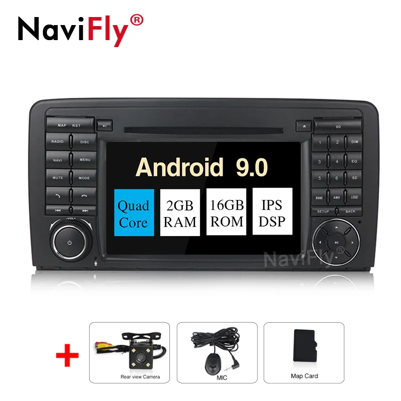 NaviFly Android 9 PX5 4 Гб+ 64 Гб ips экран DSP автомобильный проигрыватель с радио и GPS для Mercedes Benz R Class W251 R280 R300 R320 R350 для автомобиля, dvd мультимедийный плеер навигационный головное ус - Цвет: 2GB-16GB-Camera