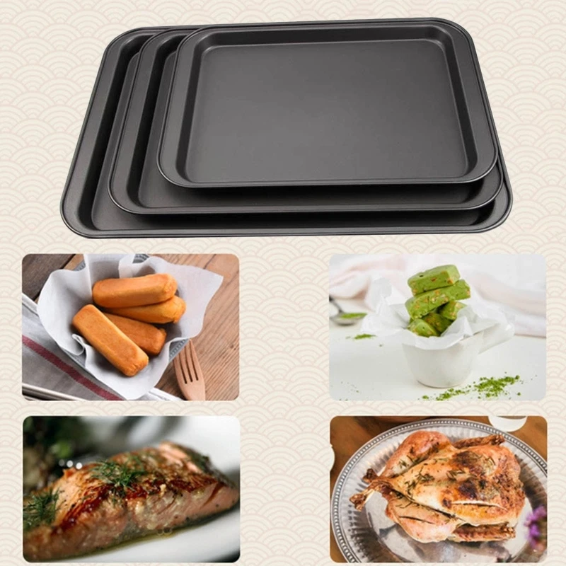 Baking Pan Carbon Steel Rectangle Plate Tray Non Stick Pizza Pan Cake Mold Baking Bakeware