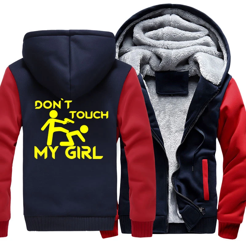 Мужские толстовки с капюшоном американского размера «Don't Touch My Girl»; дизайнерское пальто с капюшоном на молнии; женская зимняя теплая утепленная куртка; толстовки