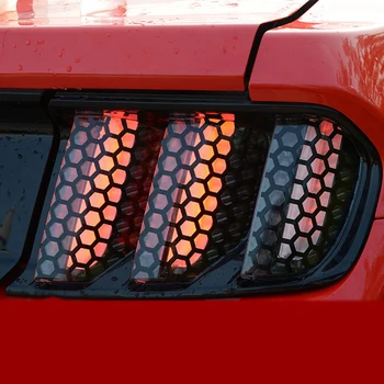 

QHCP Car Tail Light Stickers Film Honeycomb Taillight Tail Lamp Molding Cover Fit For Ford Mustang 2015 2016 2017 2018 2019 2020