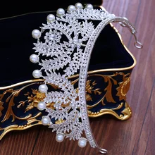 Корейский стиль невесты жемчужная большая корона принцесса головной убор Корона с жемчугом и стразами аксессуары для волос свадебное платье O