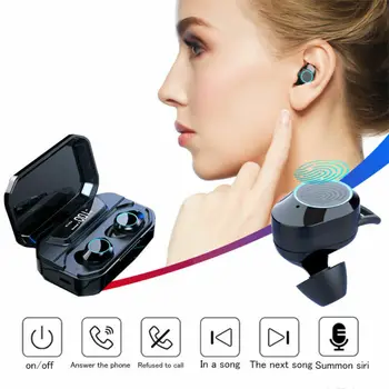 

Bluetooth 5.0 Headset TWS Wireless Earphones Mini Earbuds Stereo Headphones IPX7