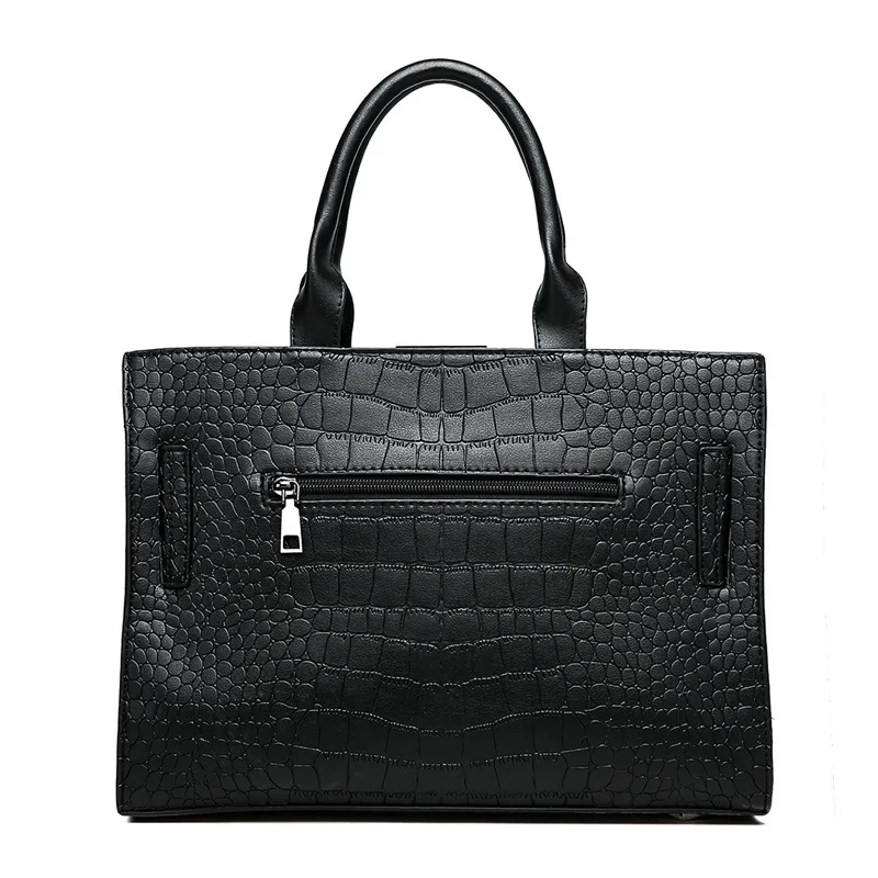 

2018 Autumn New Style WOMEN'S Bag Top Grade Crocodile Pattern Shoulder Bag/ Hand Bag Large Bag Fashion Belt Decoration Bag-