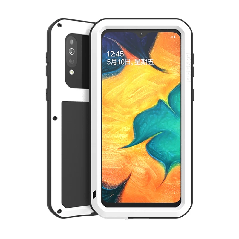 Белый Для SS A40s LOVE MEI металлический алюминиевый чехол для samsung Galaxy A40s мощный армированный открытый противоударный водонепроницаемый чехол - Цвет: Белый