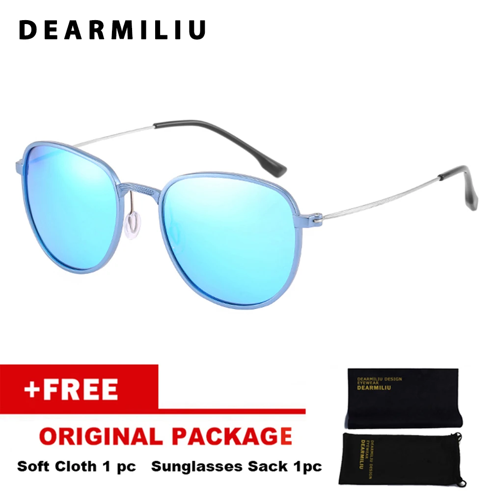 DEARMILIU новые алюминиево-магниевые Круглые очки с полароидным стеклом мужские/женские брендовые дизайнерские зеркальные солнцезащитные очки ретро очки для улицы - Цвет линз: Blue 4