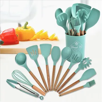 

12pcs/set Silicone Kitchenware Cooking Utensils Kitchen Non-Stick Cooking Spatula Spoon Set Kitchen Accessories Baking Gadget
