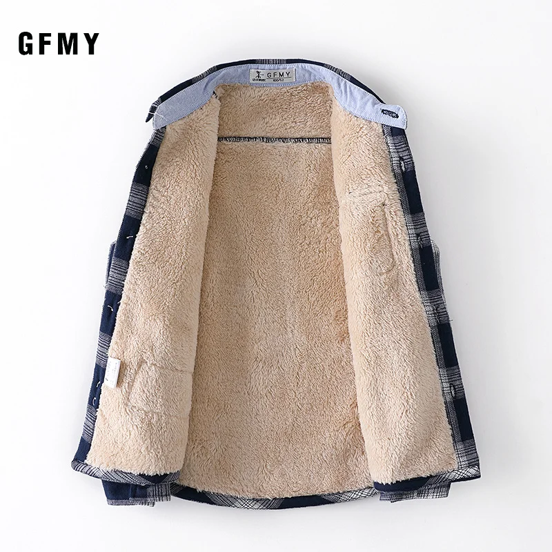 GFMY/2019 г. Зимняя модная Вельветовая рубашка в клетку с длинными рукавами из 100%