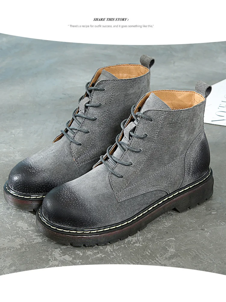 Botas mujer/новая обувь женские Ботинки martin на платформе модные брендовые женские ботильоны из натуральной кожи с перекрестной шнуровкой bota feminina