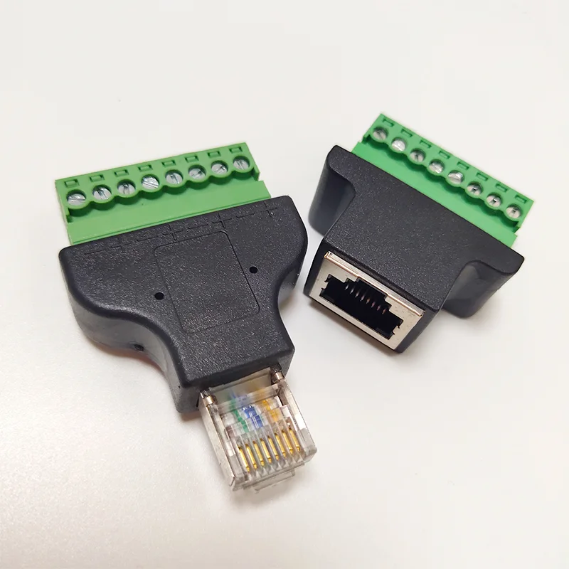 

1set 8p8c Ethernet RJ45 male female to Screw Terminal 8 Pin CCTV Digital DVR Adapter Convertor Connector