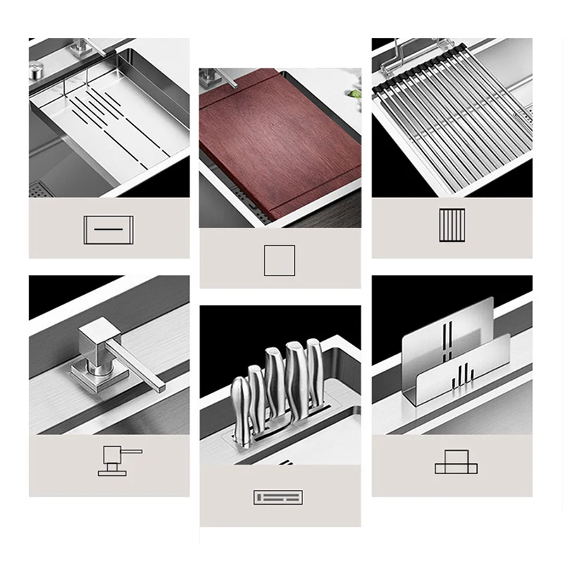 SUS 304 Stainless Steel Large Size Kitchen Double Sink Handmade Brushed 4mm Thickness 240mm Depth With Drain Plate Double Sinks 4