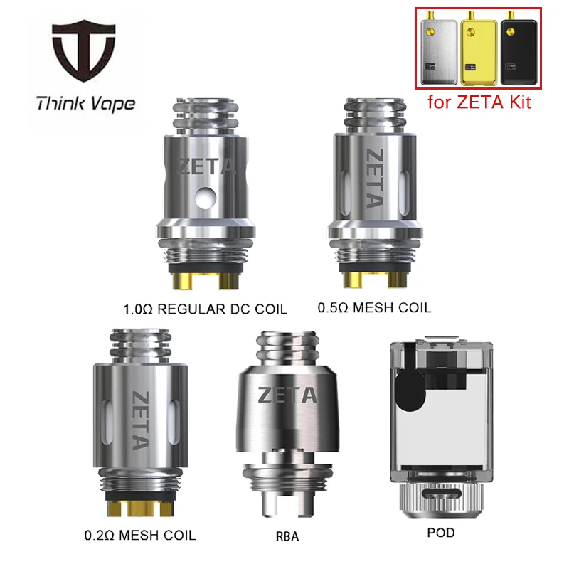 Оригинальная катушка Think Vape ZETA AIO RBA бак Pod 3 мл с сеткой 0 5 Ом/0 2 Ом 1 постоянного тока