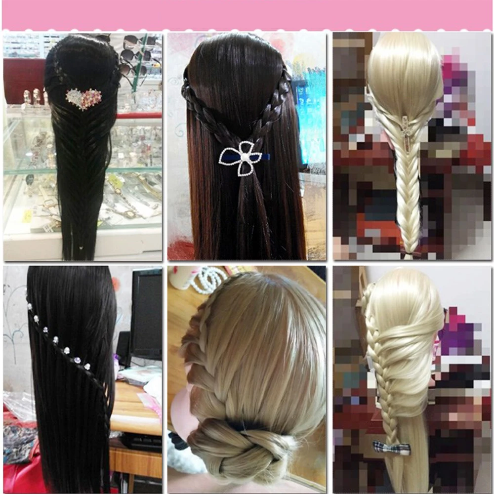 Colourful Doll Head with 85% mixed 60cm human hair For Hairdressers Mannequin Head Hairstyles Hairdressing Styling Training Head - Image 6