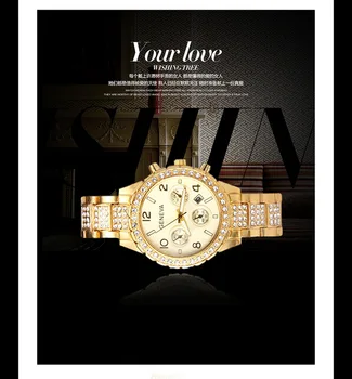 

Luxury Diamond Ladies Watch Calendar Small Three Eyes Steel Band Fashion Stereo Dial Quartz Gold Watches
