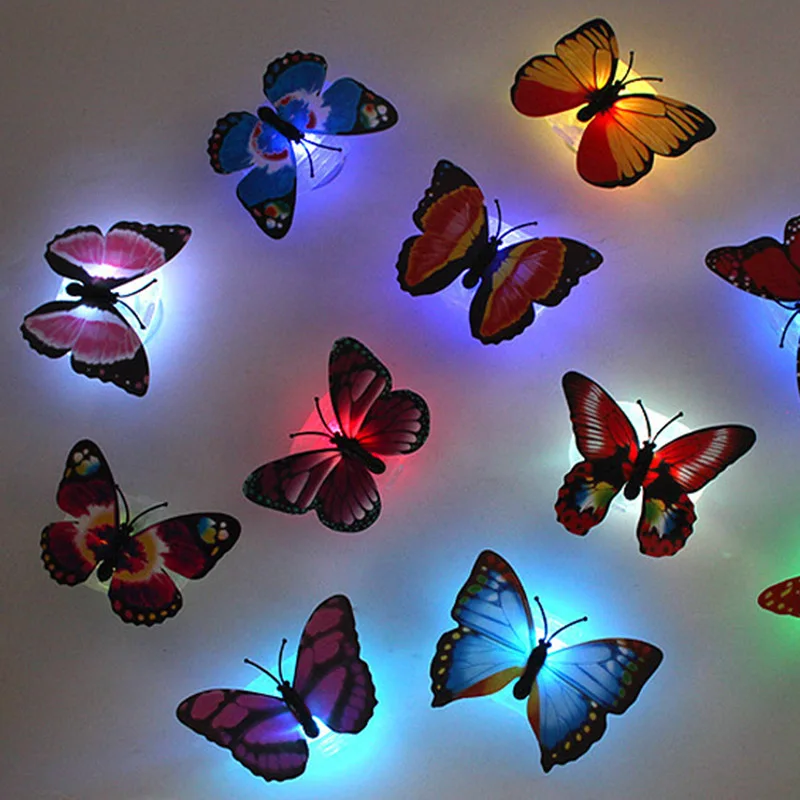 7 Colors Changing Fiber Optic Flashing LED Butterfly Home Party Light Lamp Decor 