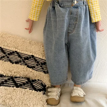

3260 2020 New Korean Children's Jeans Baggy Pants Boys' And Girls' High Waist Jeans Pants