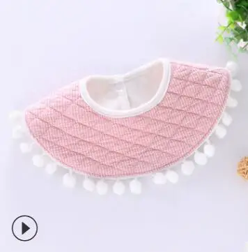 Pink ball Европейский нагрудник для малышей, 360 градусов, круглый вращающийся декоративный искусственный воротник, Детский водонепроницаемый слюнявчик для мальчиков и девочек, хлопковый Слюнявчик - Цвет: Pink ball