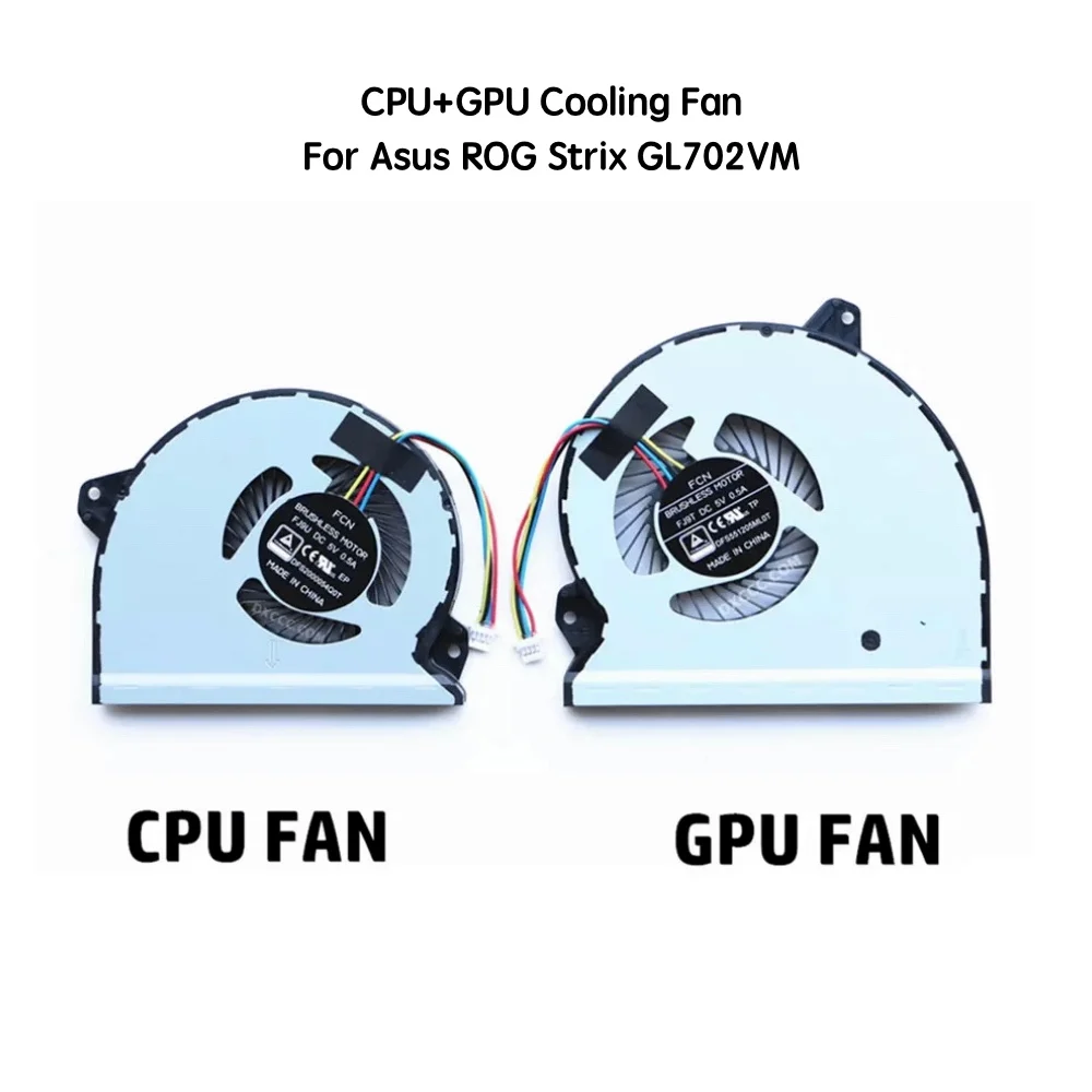 5V PC Fan Cooling Cooler for ASUS ROG Strix GL702VM CPU & GPU Cool Fans FCN FJ9U FJ9T 4pin Computer Components Processor Cooling