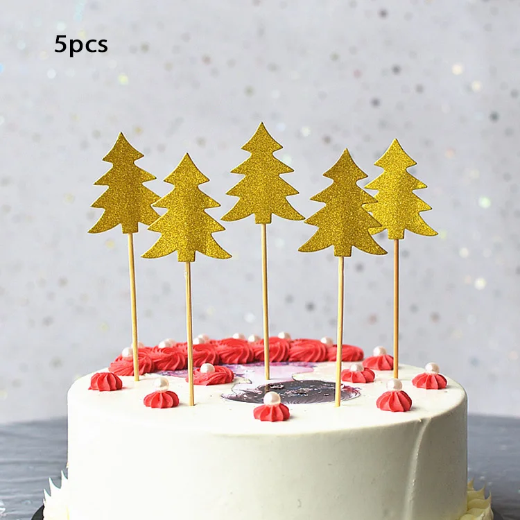 style 6 5 шт./компл. блестящая елка Рождественская елка кекс Toppers Рождественский новогодний торт украшение десертный стол DIY праздничные вечерние принадлежности - Цвет: style 6