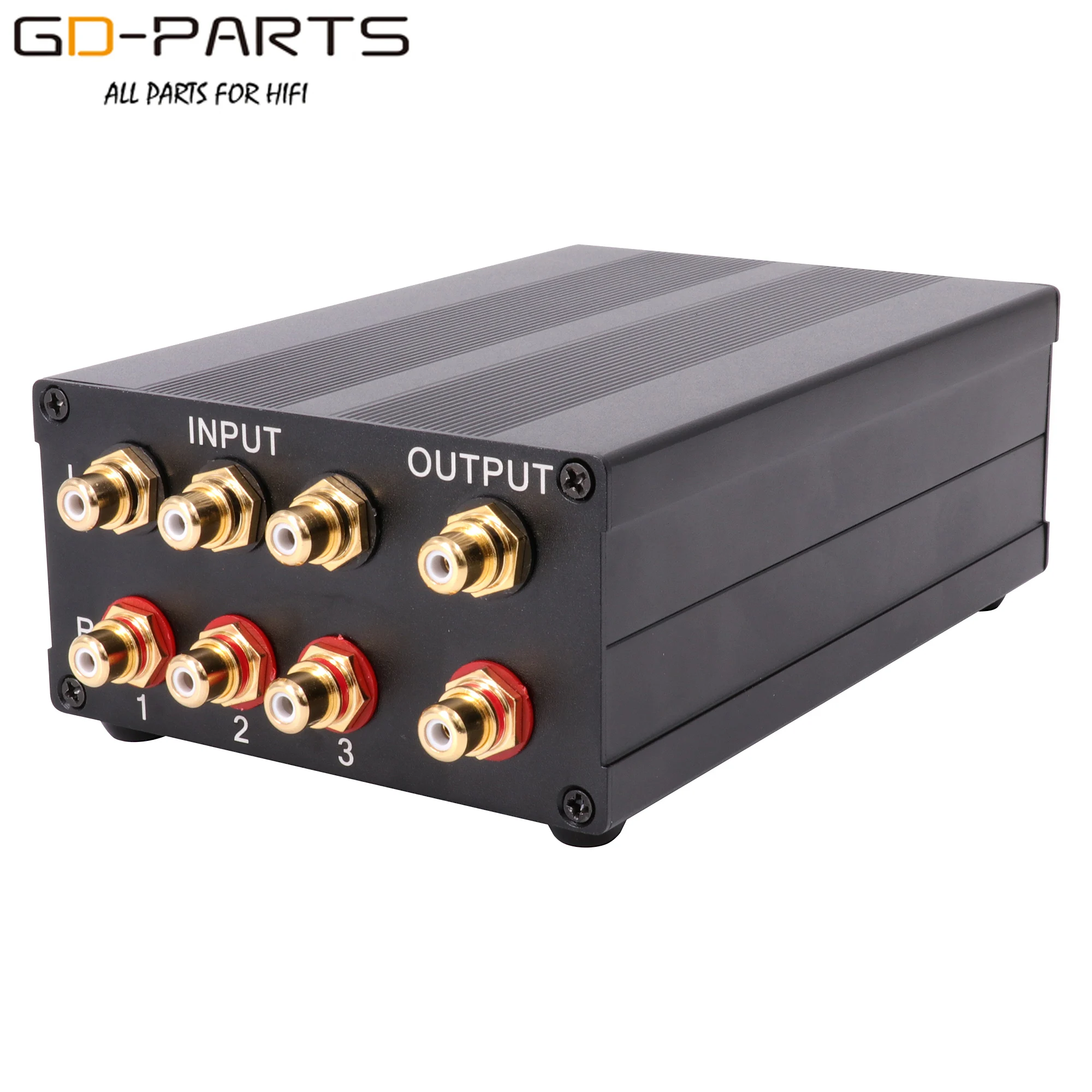 3 Ways Audio Signal Sources Selector Changer Switch 1:3 1:4 Splitter Aluminum Chassis Gold Plated RCA Jacks WBT Solder PTFE Wire