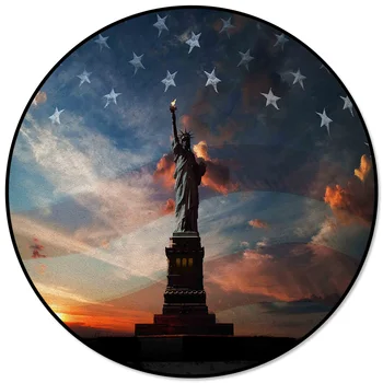 

Statue Of Liberty American Independence Day Pattern Rugs and Carpets for Home Living Room Round Rug for Children Rooms Non-slip