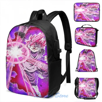 

Funny Graphic print Goku Black - Super Saiyan Rose USB Charge Backpack men School bags Women bag Travel laptop bag