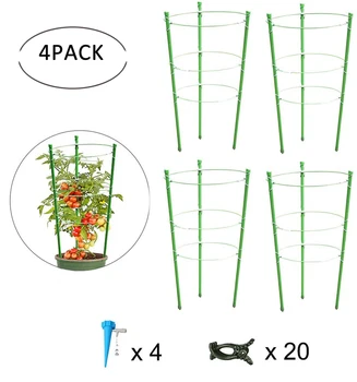 

Tomato Support Cages, Portable Garden Plant Support Cages with Self Watering Spikes and Clips