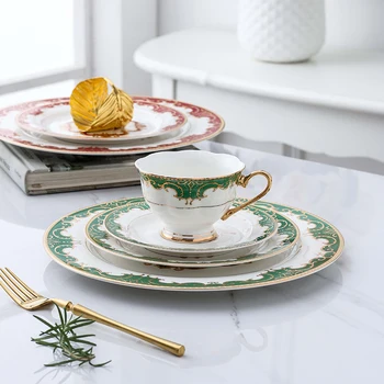 

English Afternoon Tea Coffee Cup Saucer Set Western Tableware Coffee cup Ceramic Tea Set Dessert steak Plate Dinnerware