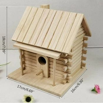 

Wooden Bird House Warm Bird Breeding Box Outdoor Nest Hut Pet Toy Wall-Mounted For A Variety Of Bird Rest And Play
