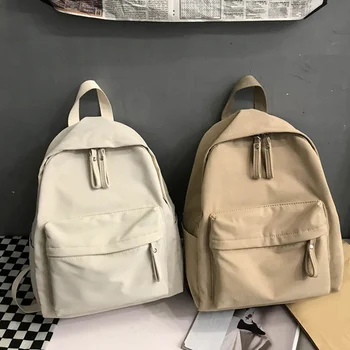 

Fashion Backpack Canvas Double Shoulder Bag Simple Large Capacity Female College Student School Backpack Dropship New