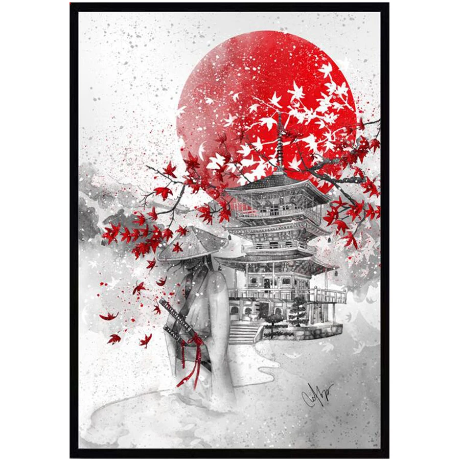 Японская Алмазная картина Bushido Sakura Samurai мозаика-пазл с полным наполнением на