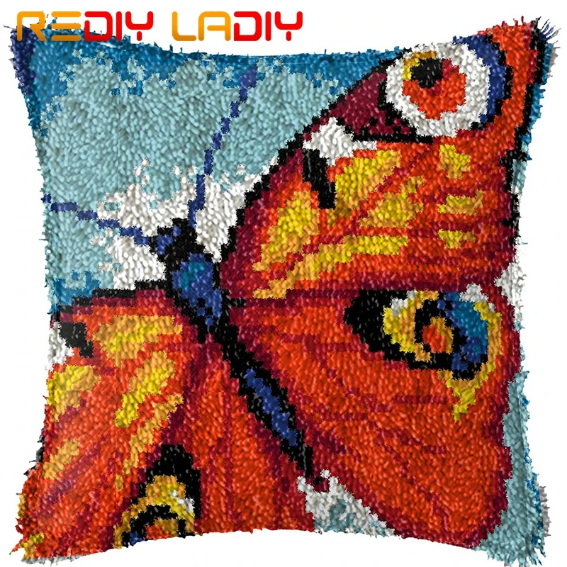 Latch Hook Cushion Birds& Roses Pillow Case Acrylic Yarn Sofa Pillow Printed Color Canvas Crochet Cushion Cover Hobby& Craft - Цвет: BZ907