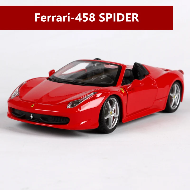 Bburago 1:24 Ferrari 458, красная модель автомобиля, литая под давлением металлическая модель, детская игрушка, подарок бойфренду, коллекция автомобилей из искусственного сплава - Цвет: 458