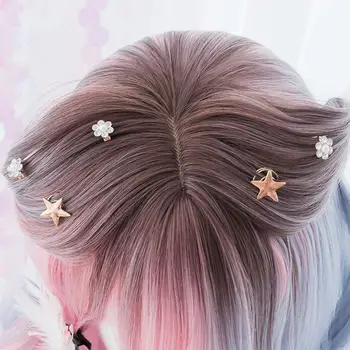 

Lolita Wig 65CM Long Curly Purple Mixed Blue Ombre Cap Buns Wig Ladies Japan With Headband Bangs Cosplay Z8A8