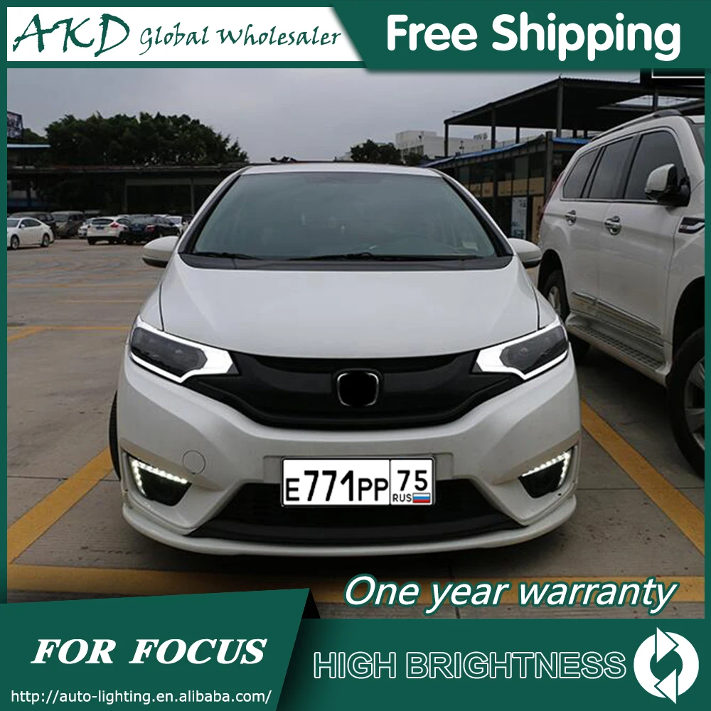 Фары для автомобиля Honda FIT JAZZ GK5- DRL дневные ходовые огни головная лампа светодиодный Биксеноновая лампа Противотуманные фары автомобильный аксессуар