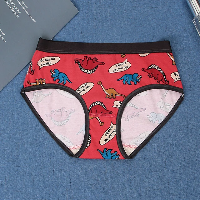 New Hot Women Cotton Underwear Cartoon Dinosaur Print Low Waist Female  Panties Breathable Seamless Fashion Youth Lady Breifs - AliExpress