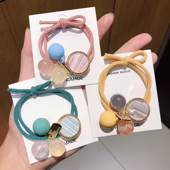 

INS Contrast Color Hair Band Ball Knot Headband Women's Simple Hair Band South Korea Online Celebrity Tie Ponytail Hairband Head