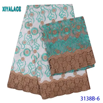 

Luxury African Lace Fabric French Lace Fabric Wax jacquard water-soluble 100% Cotton For Wedding Party 5+2 yards YA3138B-6