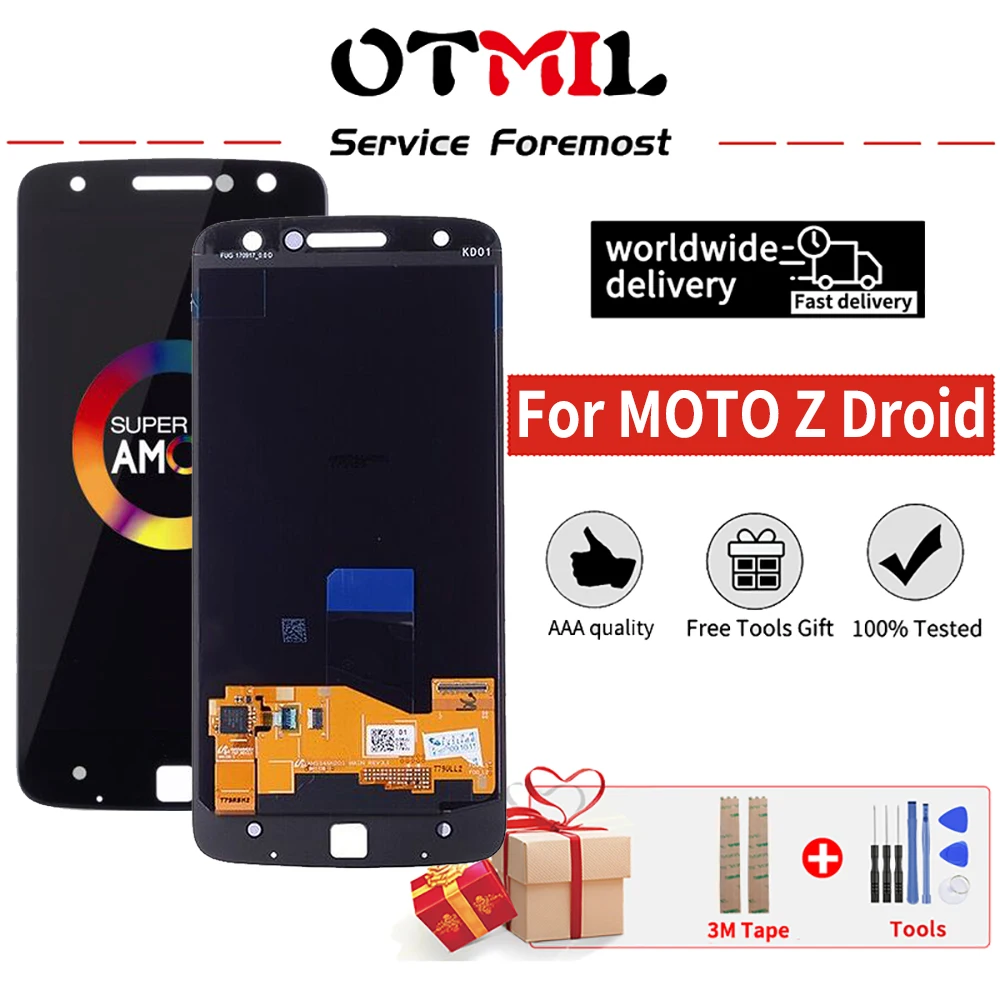 ЖК дисплей с Amoled экраном 5 дюйма для Motorola Moto Z сменный дигитайзер сенсорного