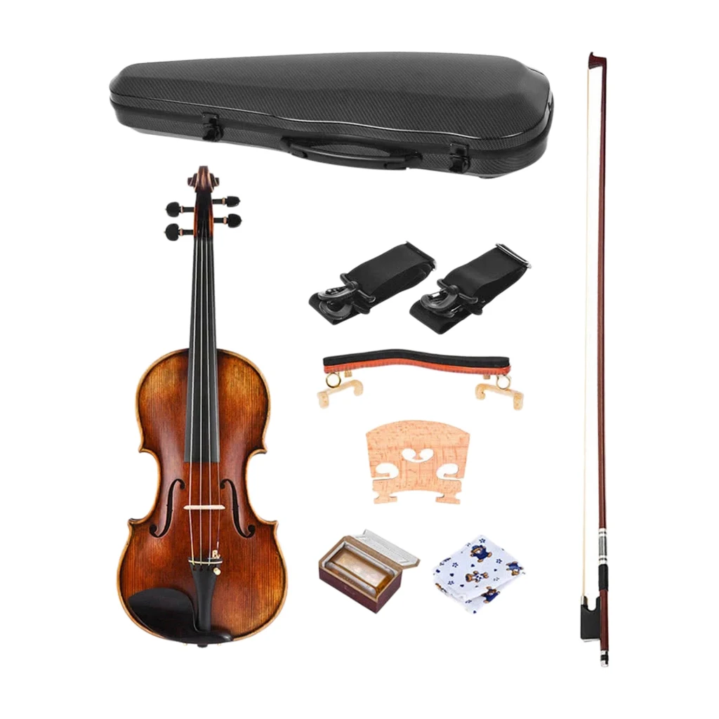 

Vintage Ebony Acoustic Violin 4/4 Full Size Violin Fiddle with Case Accs #2